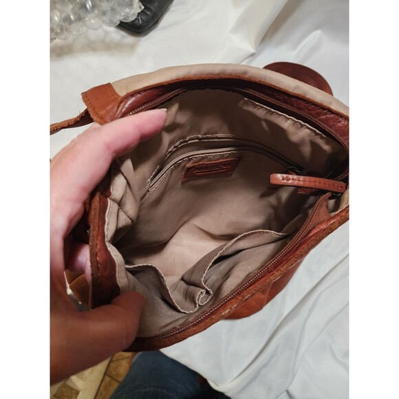 American Leather Company Liberty Tumbled Leather Backpack Cognac Zip/Snaps - Picture 6 of 16